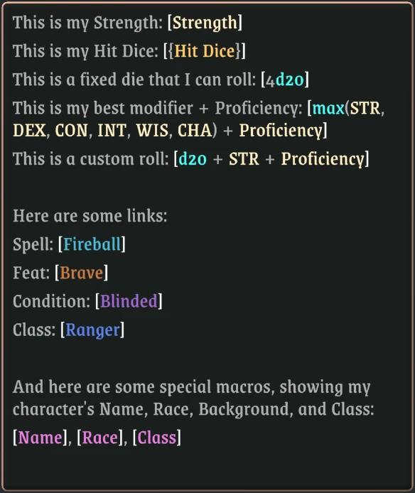 Macro examples while editing