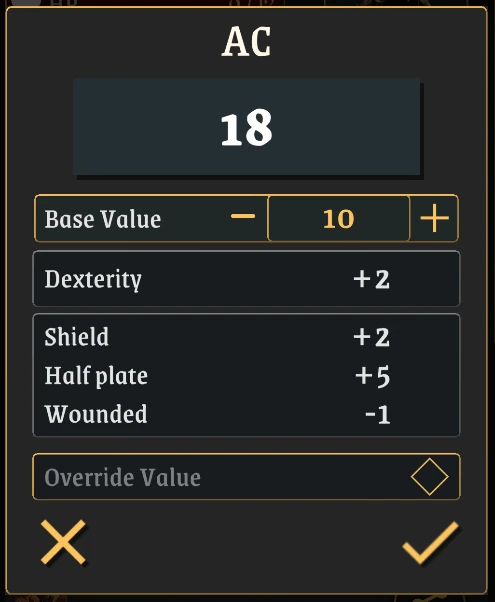 Attribute breakdown